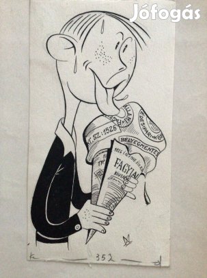 Mészáros András eredeti karikatúra rajza a Szabad Száj c. lapnak 11,5