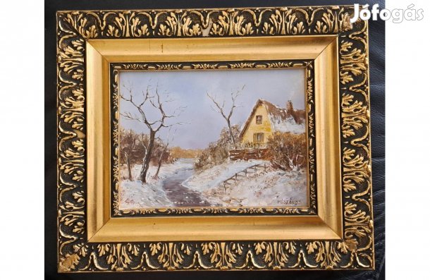 Mészáros Erzsébet olaj festmény dekoratív keretében