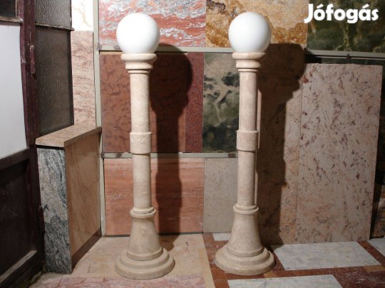 Mészkő kandeláber, faragott kerti állólámpa, kültéri kandelláber lámpa