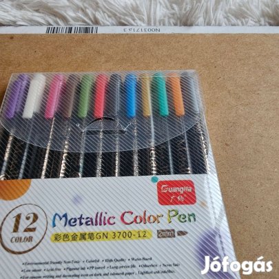 Metál hatású 12 darabis filctoll készlet új