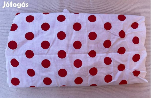 Méteráru - textil (karton) fehér, piros pöttyös