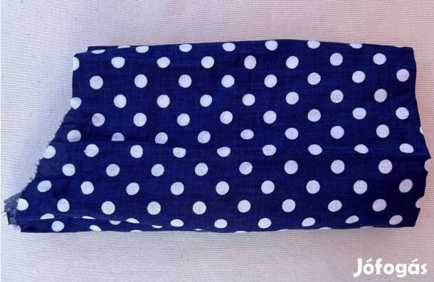 Méteráru - textil (karton) kék, fehér pöttyös