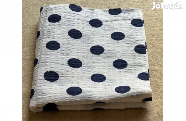 Méteráru - textil (krepp) fehér, kék pöttyös 2db