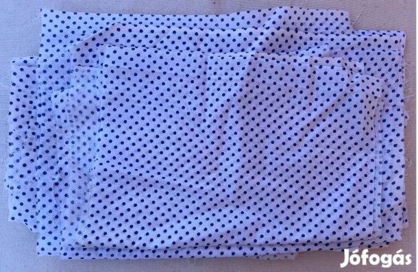 Méteráru - textil (krisztina) fehér, kék, pöttyös több db