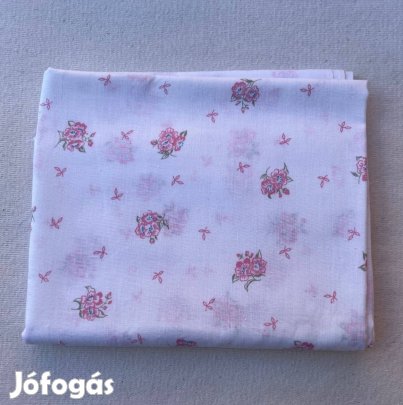 Méteráru - textil (vékony pamut) fehér, rózsaszín