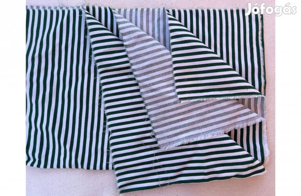 Méteráru, textil - karton zöld, fehér csíkos