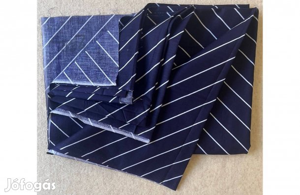 Méteráru, textil (karton) sötétkék, fehér csíkos