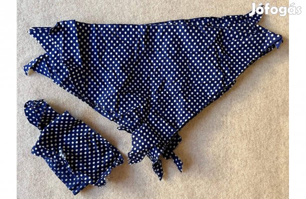 Méteráru, textil (karton) sötétkék, fehér pöttyös csomag
