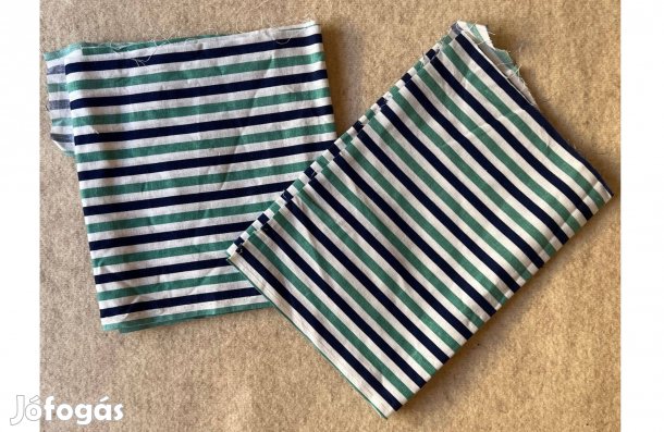 Méteráru, textil (karton, zöld, kék, fehér) csíkos