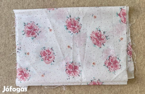 Méteráru, textil (krisztina) rózsaszín virágos