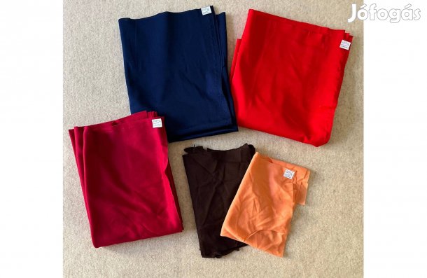 Méteráru textil (dzsörzé) piros, bordó, barack, barna, kék