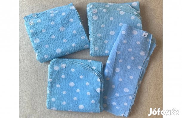 Méteráru textil (krepp) kék, fehér pöttyös csomag