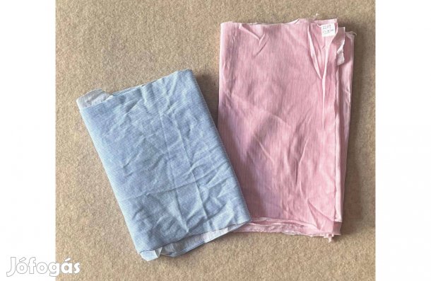 Méteráru textil (pamut, póló) rózsaszín-fehér, kék-fehér csíkos (1