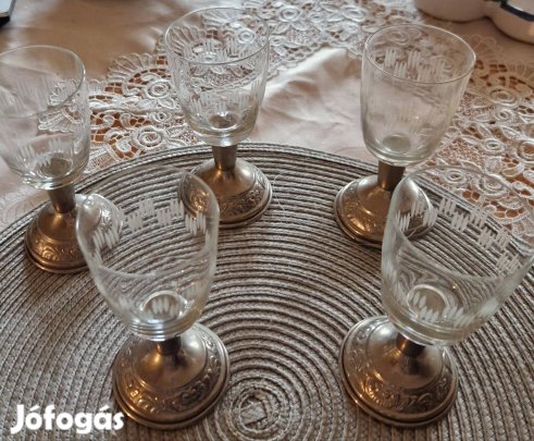 Metszett kristály brandys poharak