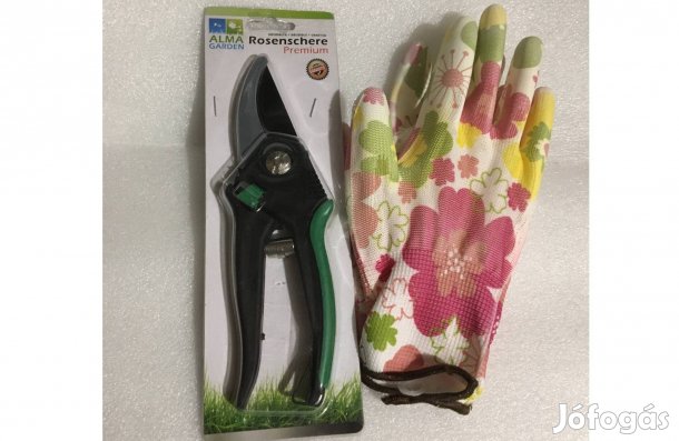 Metszőolló Rugós mellévágó 20cm penge + 1 pár munkavédelmi kesztyű