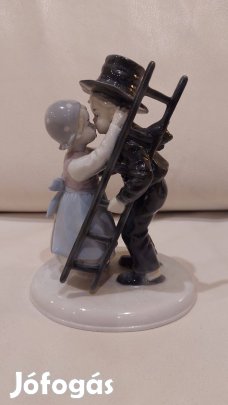 Metzler Ortloff porcelán, kéményseprő fiú szobor, figura, hibátlan