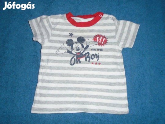 Mickey egér mintás csíkos póló 6-9 hó (méret 74)