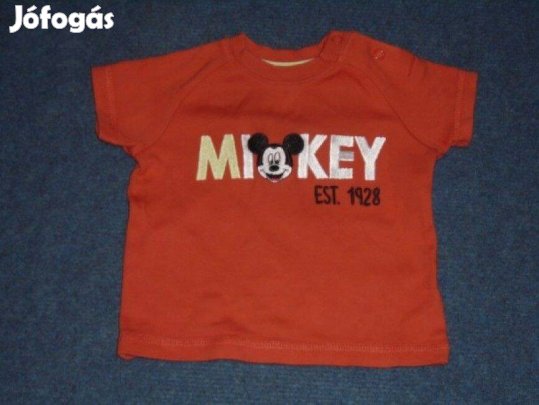 Mickey egér mintás narancssárga színű póló 3-6 hó (méret 68)