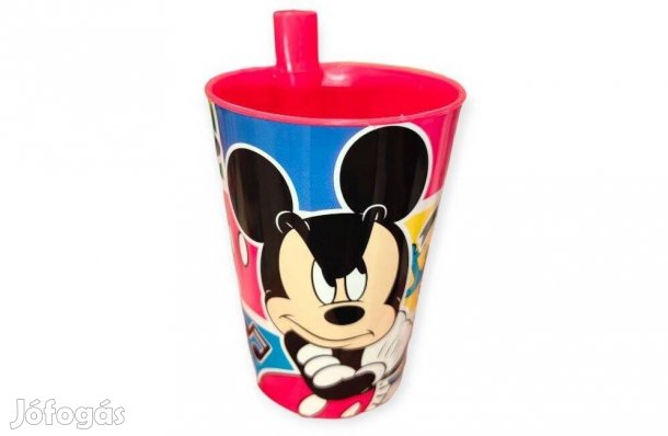 Mickey egér szívószálas műanyag pohár fiúknak 260 ml