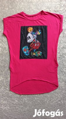 Mickie mouse pink rövid ujjú sztreccses tunika, miniruha S-es