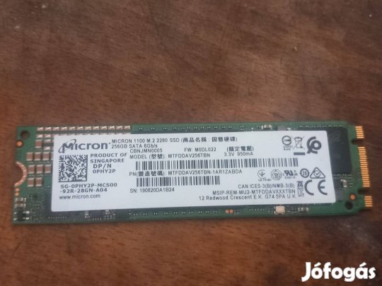 Micron m.2 m2 sata3 256GB ssd eladó
