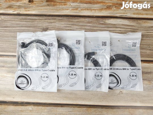 Microusb 2.0 USB C adatkábel 1,8m fekete Új!