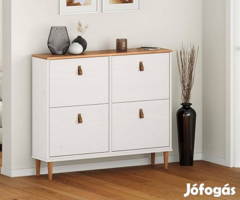 Mikka 4 rekeszes cipősszekrény/komód (fehér-barna) 84043