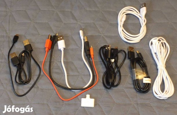 Mikró usb kábelek 9 darab, gyári JBL kábel + Apple adapter