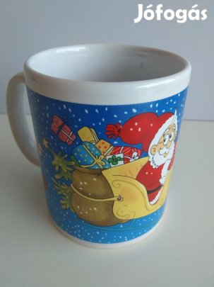 Mikulás bögre Tél apó Rudolf pirosorrú rénszarvas repülő szán 3 dl
