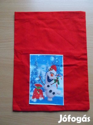 Mikulás zsák Új, textil Olaf minta: 20x27cm, Angyalka: 18x28cm 500/db