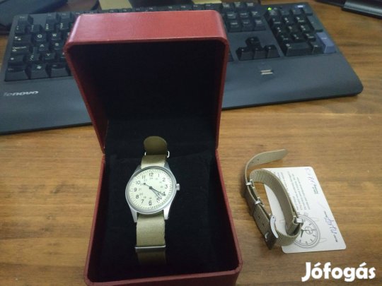 Militado ML07 bézs, zafírfüveges "field watch" óra eladó