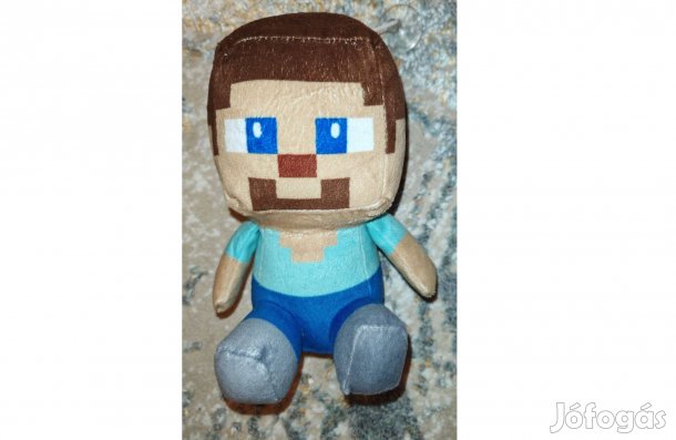 Minecraft Steve plüss figura tapadó koronggal