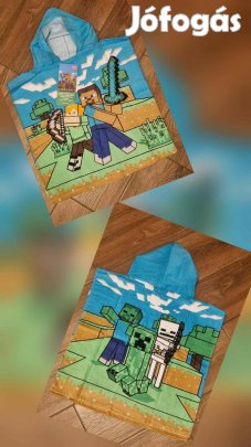 Minecraft mintás strand poncsó