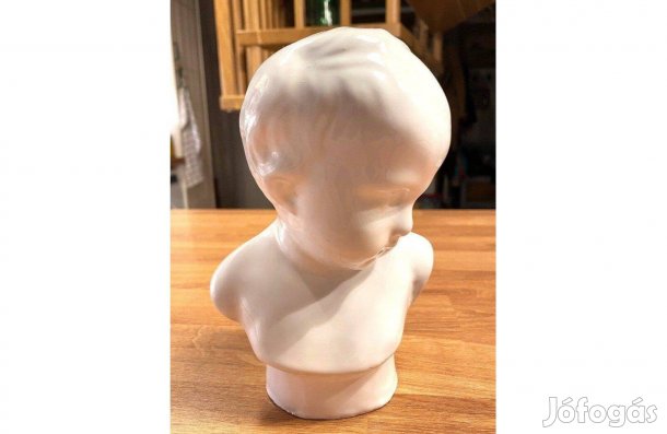 Minghetti porcelán gyermek mellszobra, régi, antik porcelán büszt