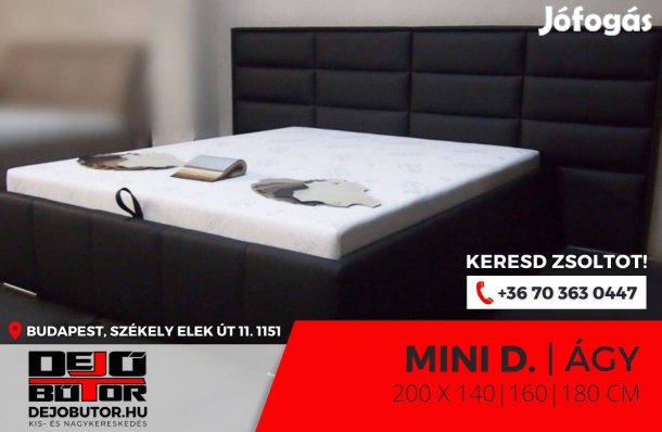 Mini Dizájn franciaágy betét + ágyneműtartó 140x200 cm fekete