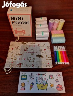 Mini hordozható hőnyomtató X5 komplett készlet papírtekercsekkel Új