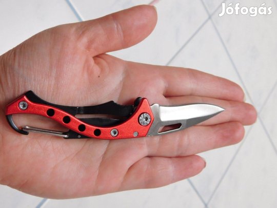 Mini karabineres zseb bicska kinyitható pengével, alumínium ház, új!!!