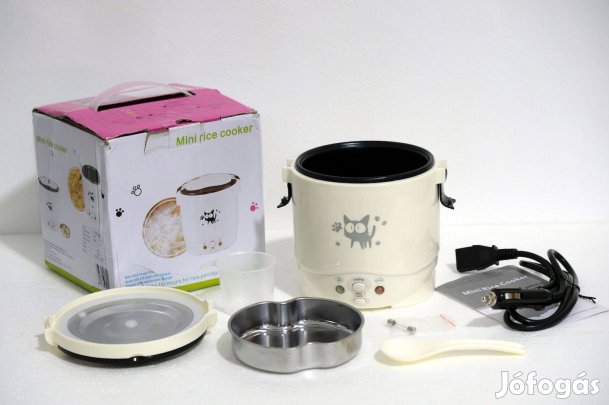 Mini kemping, autós rizsfőző, fritőz új 12V 100W 1 liter
