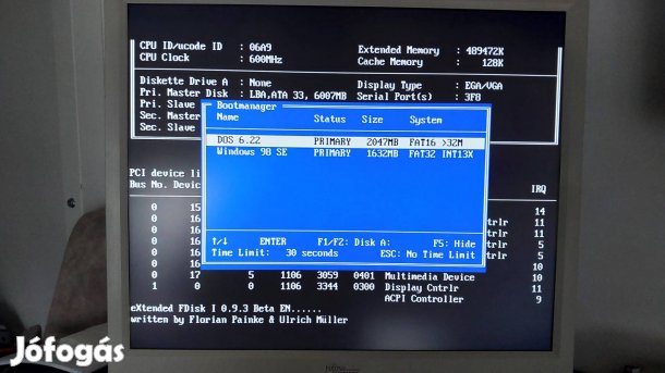 Mini számítógép, retro, Dos, Windows98, régi játékokkal, Dual boot