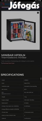 Minibár hütőgép új Technofrost HP30LN Akciós