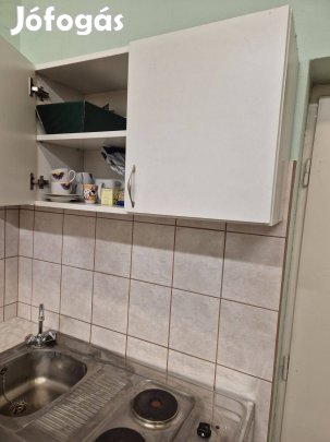 Minikonyha, hűtőszekrénnyel, mosogatótálcával, elektromos főzőlappal