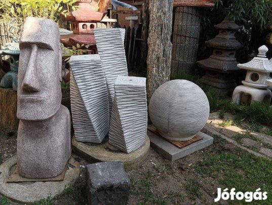 Minimál kerti csobogó 3 részes Fagyálló műkő modern szökőkút szobor