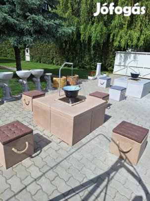 Minimal stílusú szalonnasütő bográcsoló 4 db ülőkével