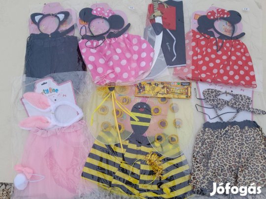 Minnie, méhecske, cica, nyuszi, kalóz jelmez szettek