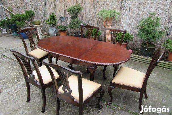 Minőségi angol saskarom lábakkal étkező garnitúra-szék-étkezőasztal