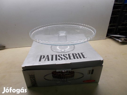 Minőségi díszes üveg Torta kínáló üveg tál 32 cm átmérő