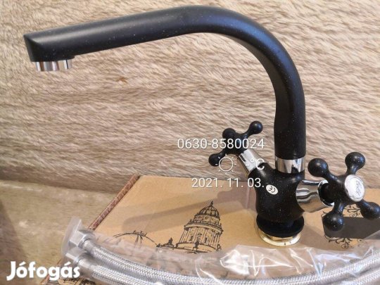 Minőségi konyhai mosogató csaptelep új dobozos fekete gránit minta