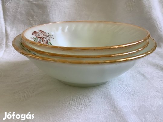 Mintás, aranyozott szélű salátás tál 3 db egyben