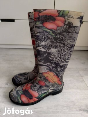 Mintás, hosszú szárú női / nagylány gumicsizma - 37