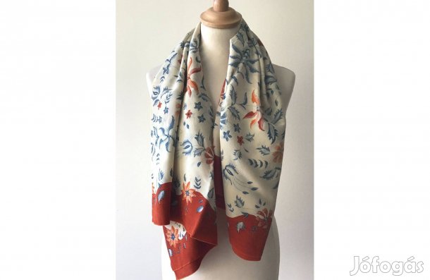 Mintás, nagy, valódi selyem kendő selyem krepp anyag 110 x 106 cm